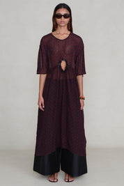 Cutout Sequin Chiffon Tunic Sapphire