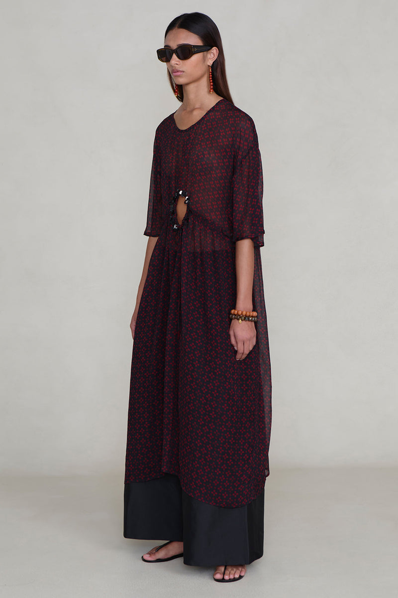 Cutout Sequin Chiffon Tunic
