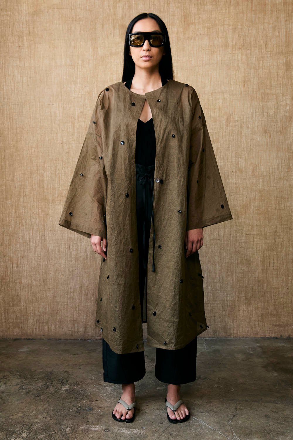 CHAN LUU リネン ロングコート サイズM Chandelier Paper Trench Olive – Chan Luu