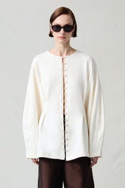 Pinch Waist Cardigan Ivory
