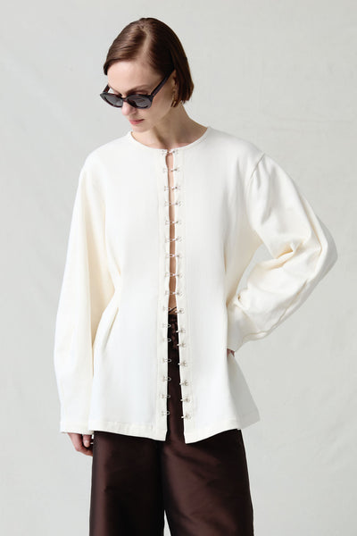 Pinch Waist Cardigan Ivory