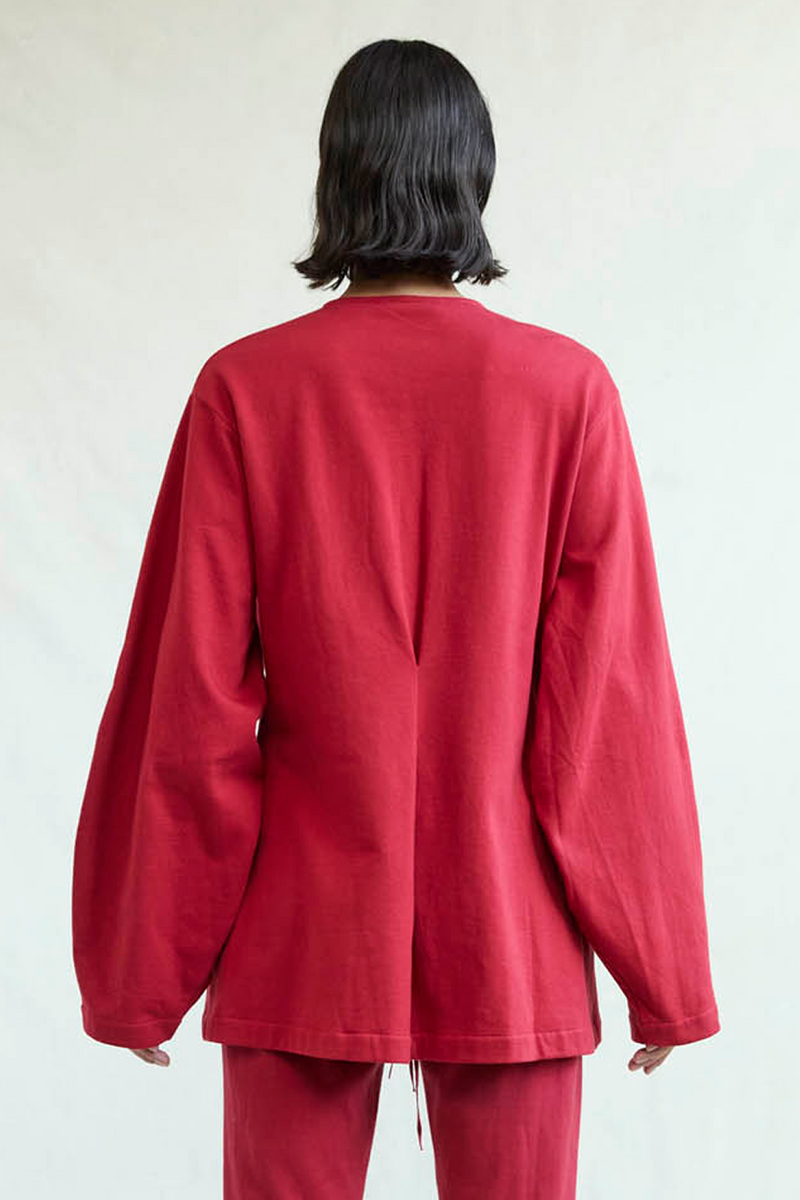 Pinch Waist Cardigan Red