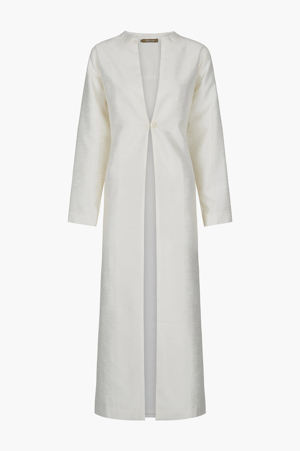 Dupioni Collarless Coat White