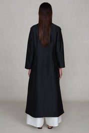 Techno Taffeta Collarless Coat Black