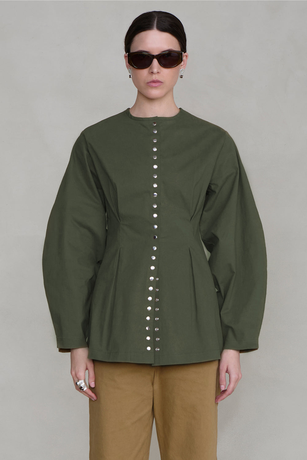 Pinch Waist Snap Jacket Army Green
