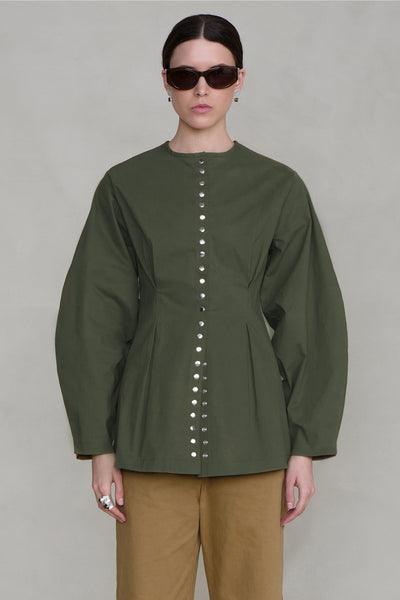 Pinch Waist Snap Jacket Army Green