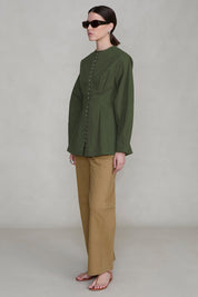 Pinch Waist Snap Jacket Army Green