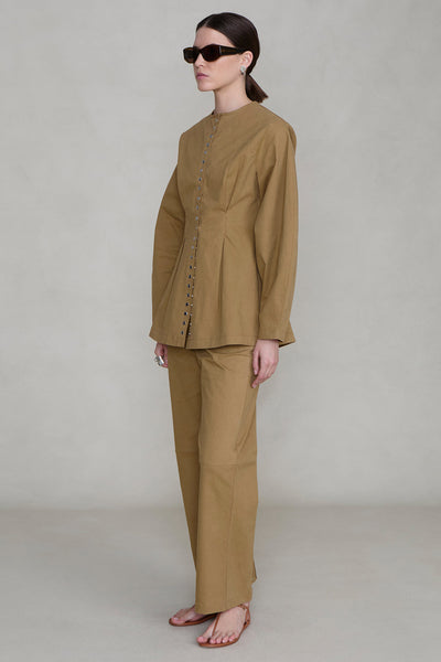 Pinch Waist Snap Jacket Khaki