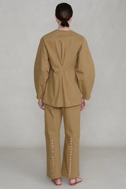Pinch Waist Snap Jacket Khaki