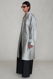 Crinkle Techno Taffeta Row Coat Limestone