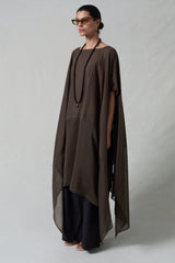 Layered Cotton Silk Caftan Earth
