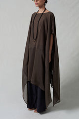 High Low Cotton Silk Caftan Earth