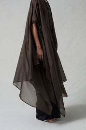 High Low Cotton Silk Caftan Earth
