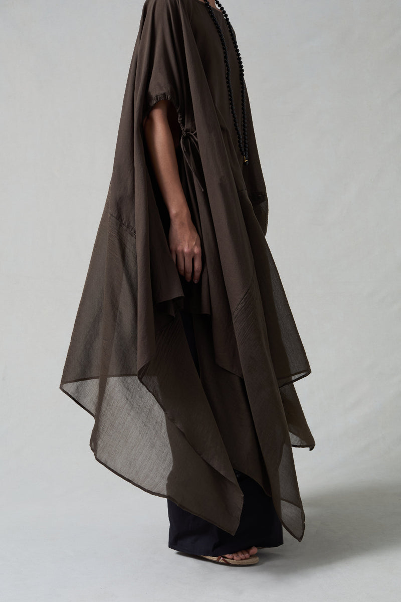 Layered Cotton Silk Caftan Earth