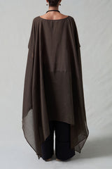 High Low Cotton Silk Caftan Earth