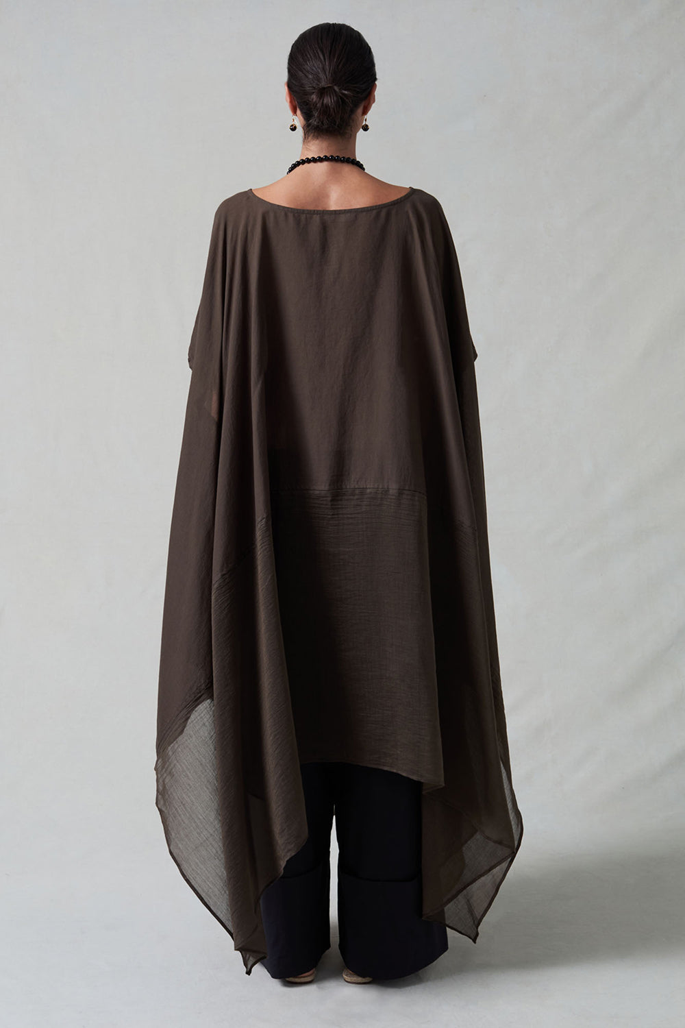 High Low Cotton Silk Caftan Earth