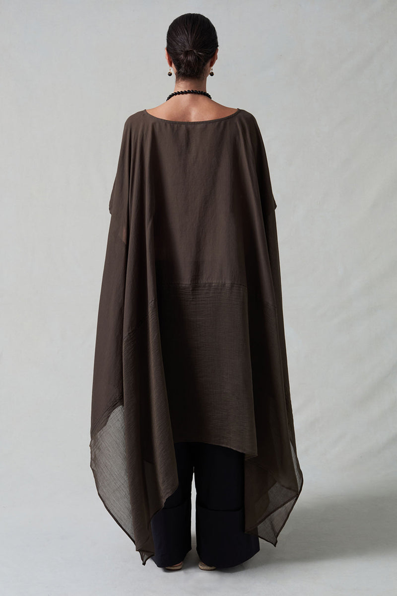 High Low Cotton Silk Caftan Earth