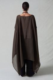 High Low Cotton Silk Caftan Earth