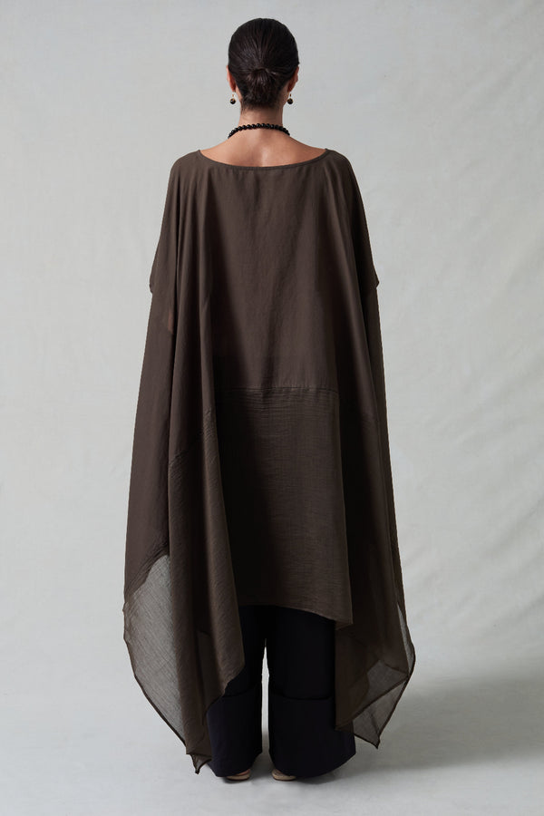 Layered Cotton Silk Caftan Earth