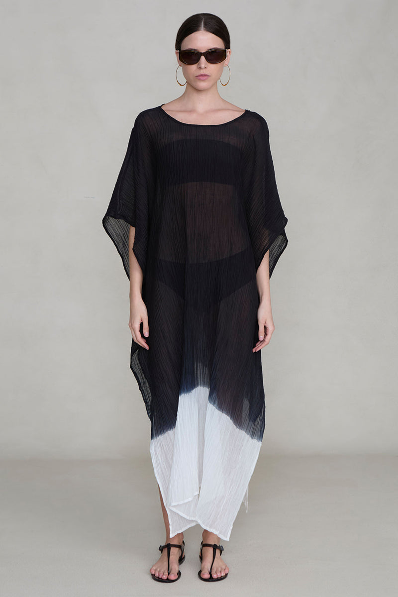 Ombre Crinkle Caftan Black