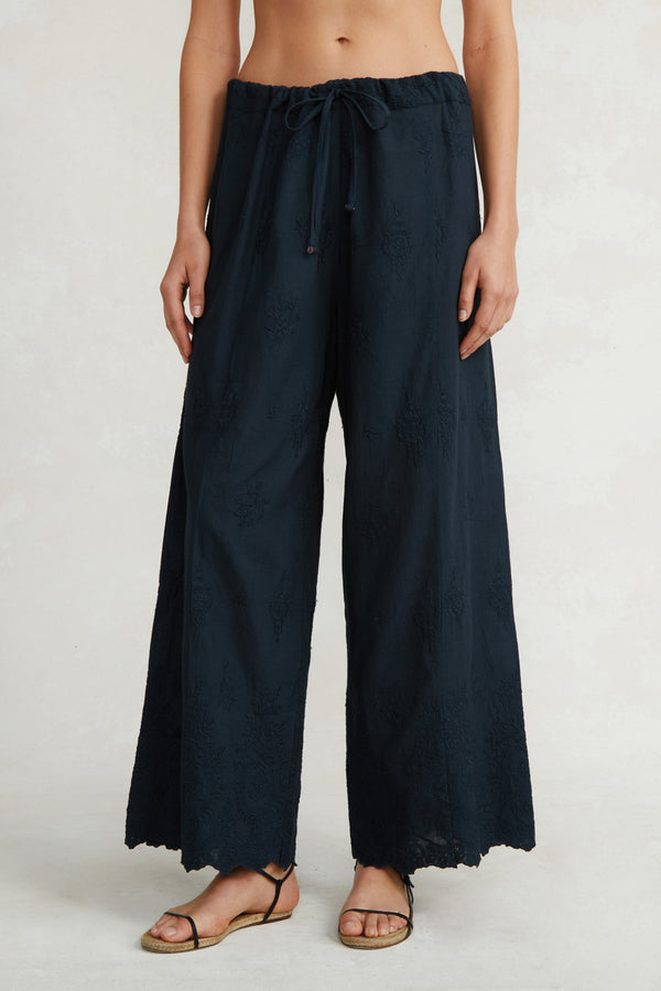 Grace Embroidered Pant Navy