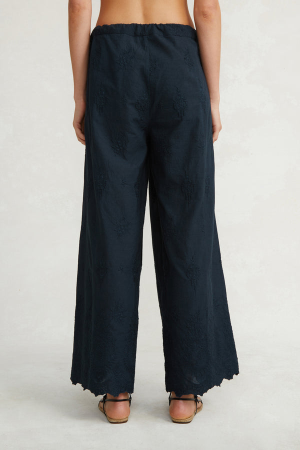 Grace Embroidered Pant Navy