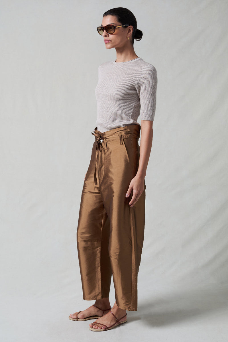 Techno Taffeta Barrel Pant Bronze