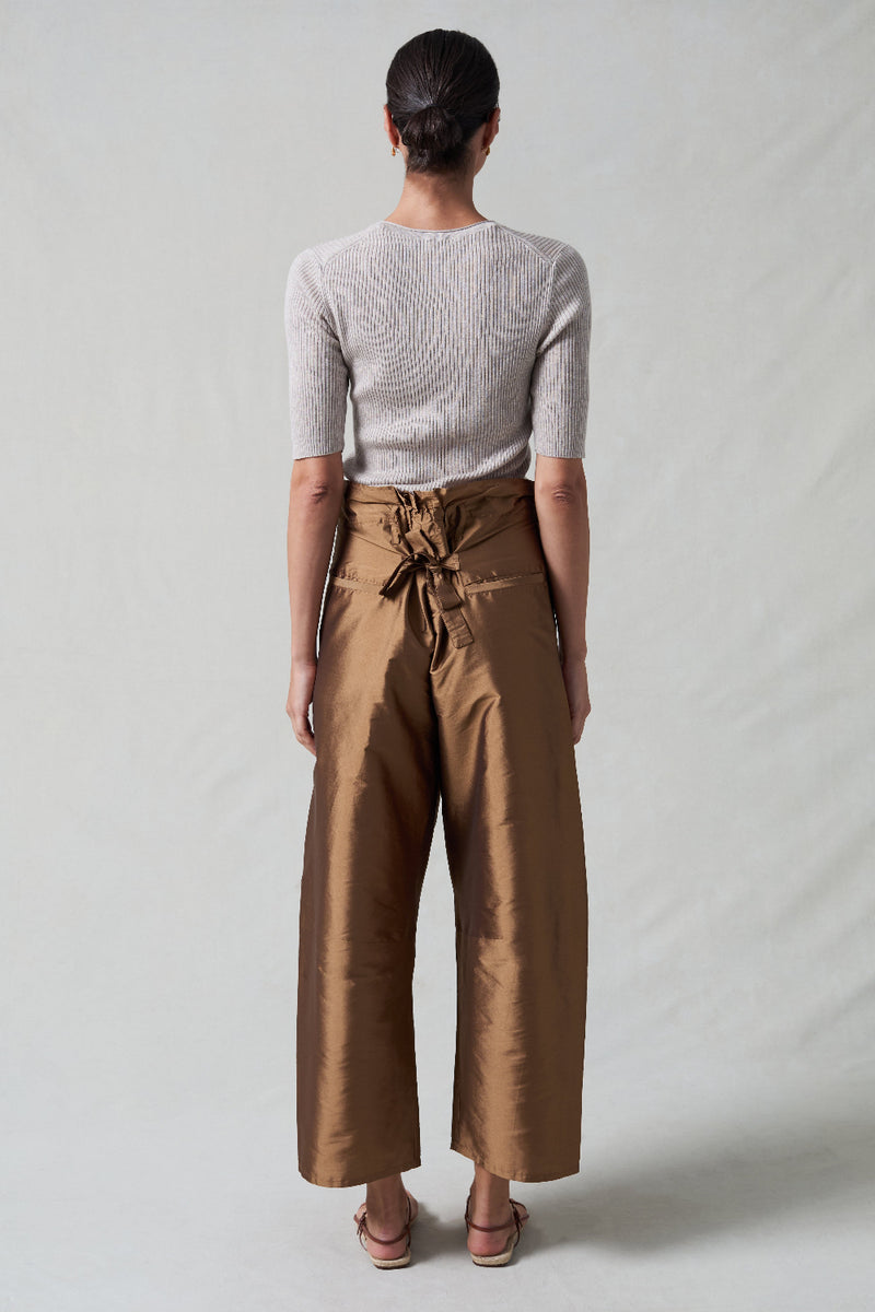 Techno Taffeta Barrel Pant Bronze