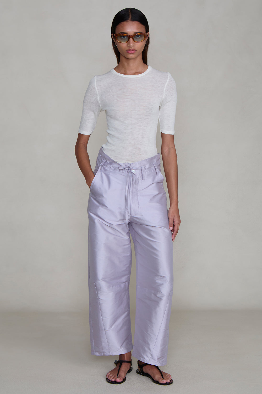 Techno Taffeta Barrel Pant Lilac