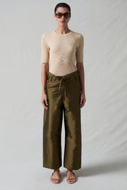 Techno Taffeta Barrel Pant Olive