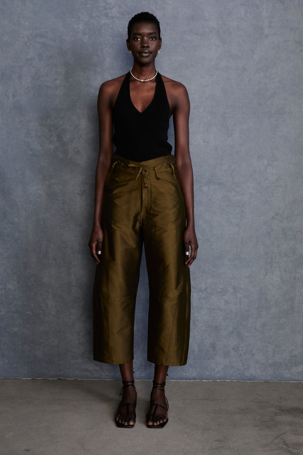 Techno Taffeta Barrel Pant Olive