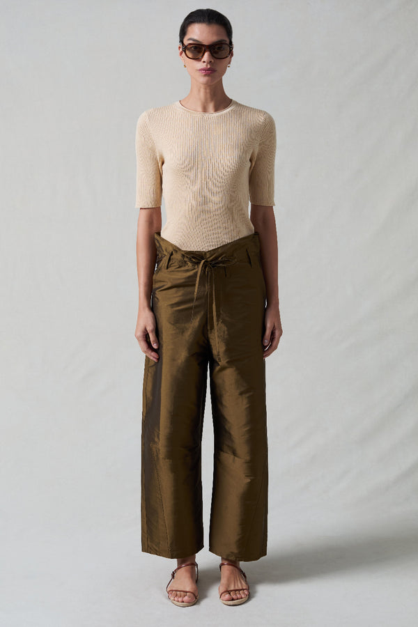Techno Taffeta Barrel Pant Olive