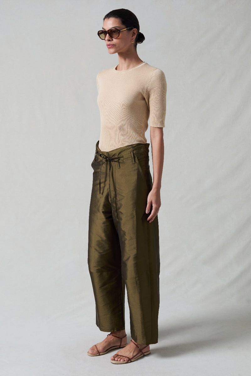 Techno Taffeta Barrel Pant Olive