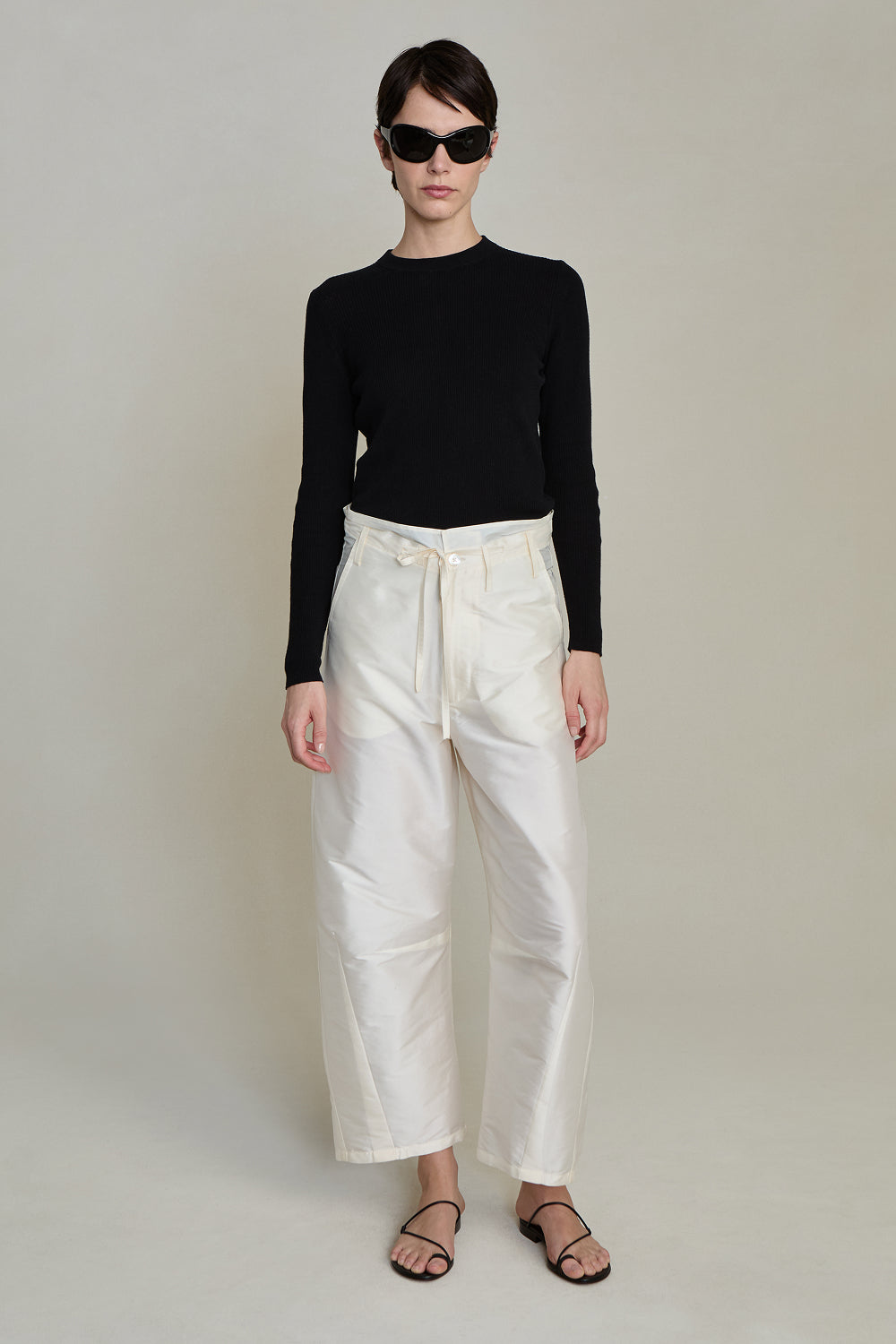 Techno Taffeta Barrel Pant Pearl