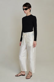 Techno Taffeta Barrel Pant Pearl