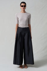 Techno Taffeta Ultra Wide Leg Trouser Black