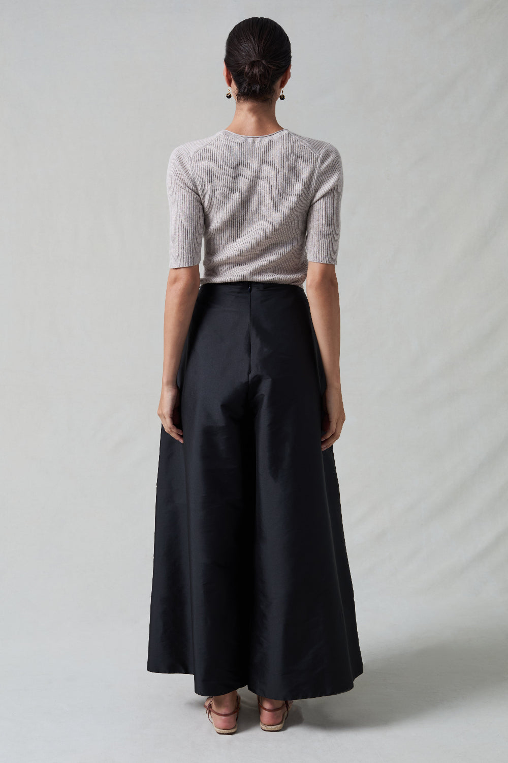 Techno Taffeta Ultra Wide Leg Trouser Black