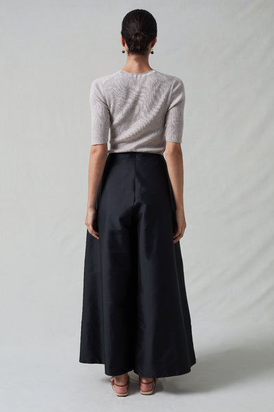 Techno Taffeta Ultra Wide Leg Trouser Black
