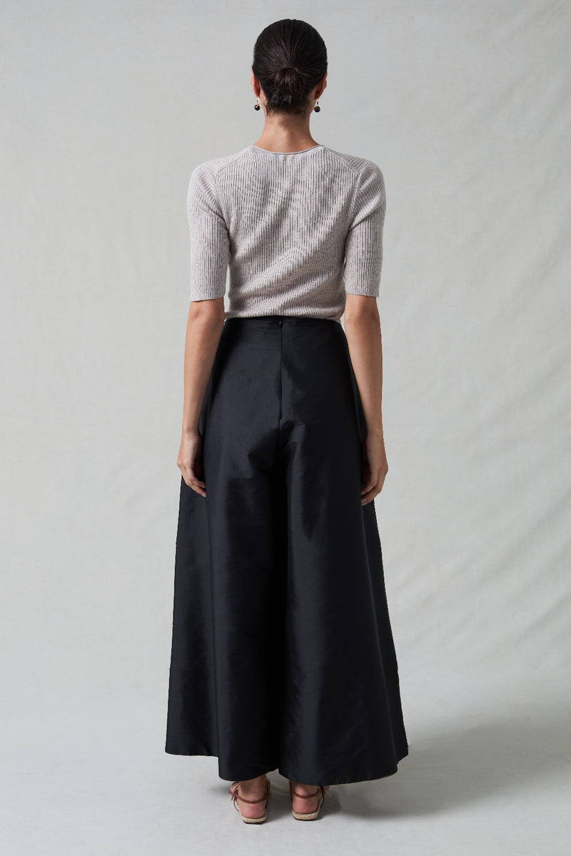 Techno Taffeta Ultra Wide Leg Trouser Black