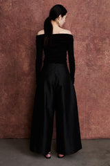 Techno Taffeta Ultra Wide Leg Trouser Black