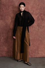 Techno Taffeta Ultra Wide Leg Trouser Bronze