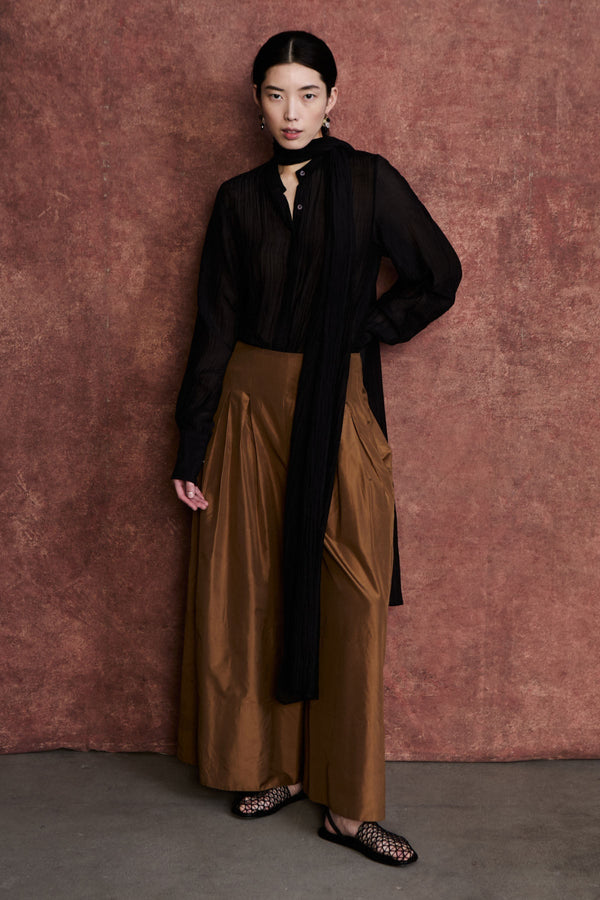 Techno Taffeta Ultra Wide Leg Trouser Bronze
