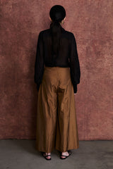 Techno Taffeta Ultra Wide Leg Trouser Bronze