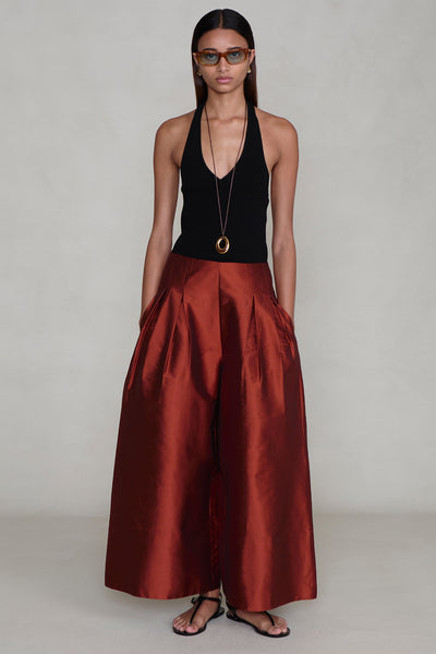 Techno Taffeta Ultra Wide Leg Trouser Garnet
