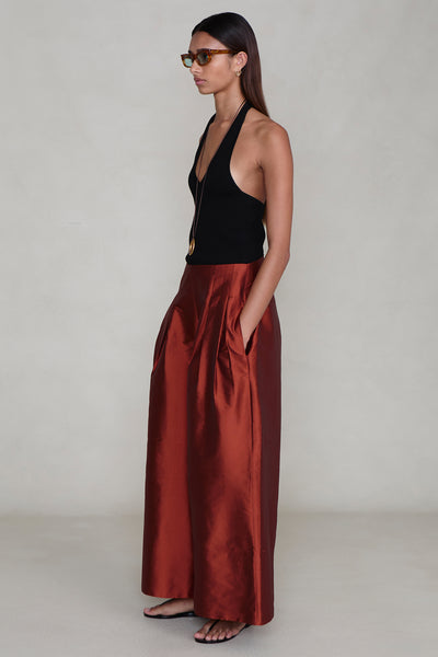 Techno Taffeta Ultra Wide Leg Trouser Garnet