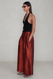 Techno Taffeta Ultra Wide Leg Trouser Garnet
