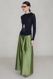 Techno Taffeta Ultra Wide Leg Trouser Tulip Stem