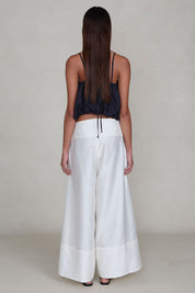 Dupioni Ultra Wide Leg Trouser White