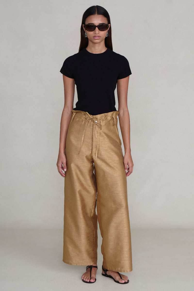 Dupioni Straight Leg Pant Camel