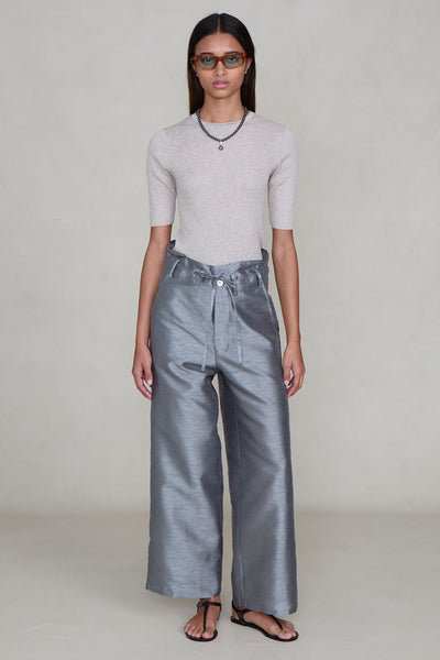 Dupioni Straight Leg Pant Steel